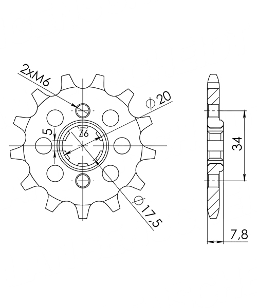 Honda CRM125 1990 – 1999 Ritzel Supersprox 520 - 13Z