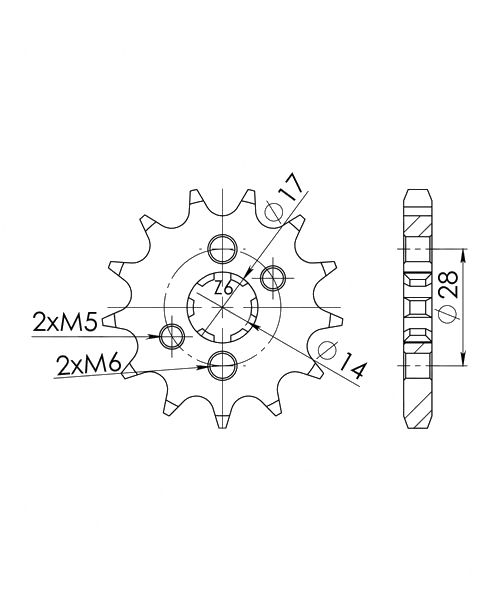 Derbi Mulhacen 125 (Speichenfelge) 2007 - 2013 Ritzel Supersprox 428 - 13Z