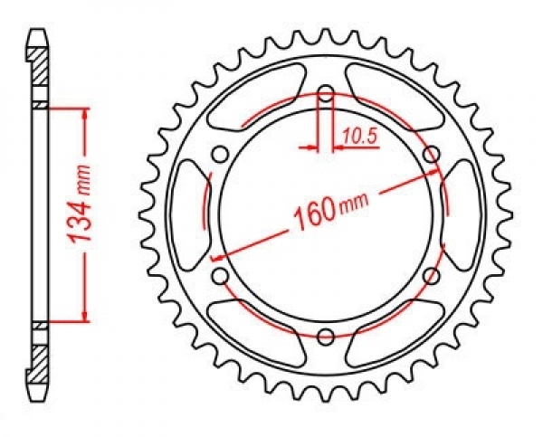 Honda CBR600RR-F-FS, CBR900RR, CBR1000RR, VTR1000SP1-SP2 SUNSTAR Aluminium Kettenrad Teilung 520 mit 48 Zähnen Gold (ergal)